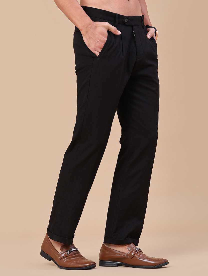 men solid mid rise regular fit chinos - 22162035 -  Standard Image - 3