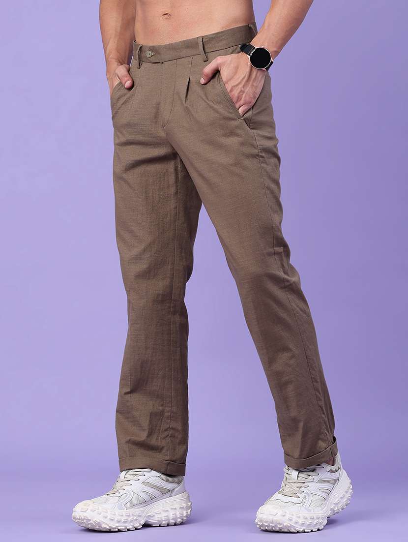 men solid mid rise regular fit chinos - 22162036 -  Standard Image - 3