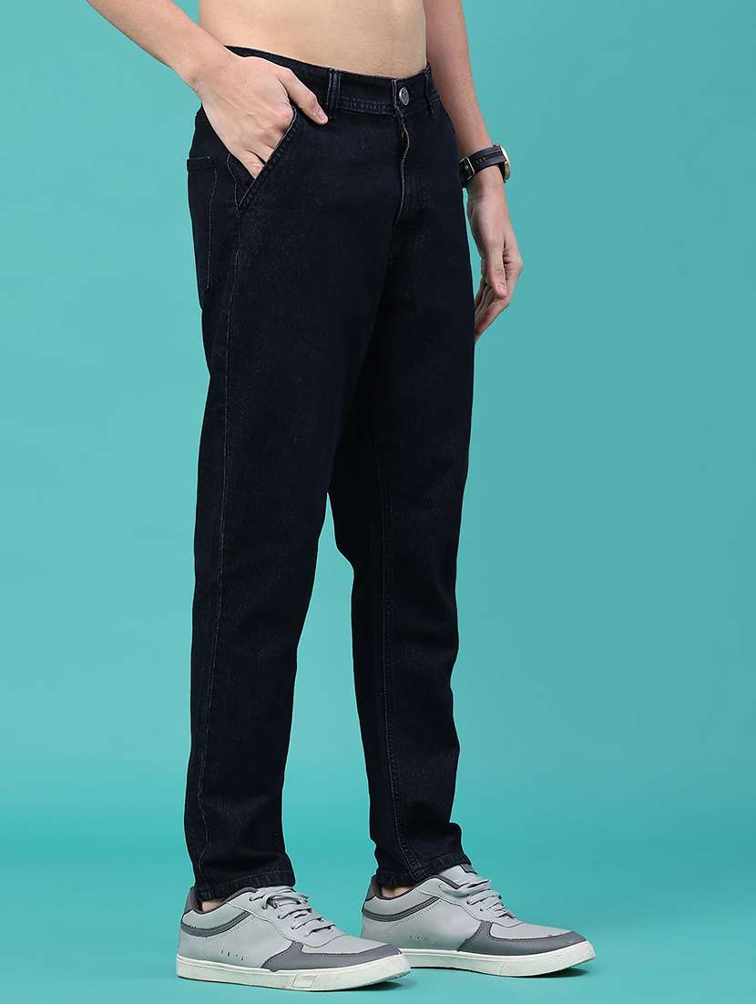 men plain mid rise full length tapered jeans - 22162047 -  Standard Image - 3