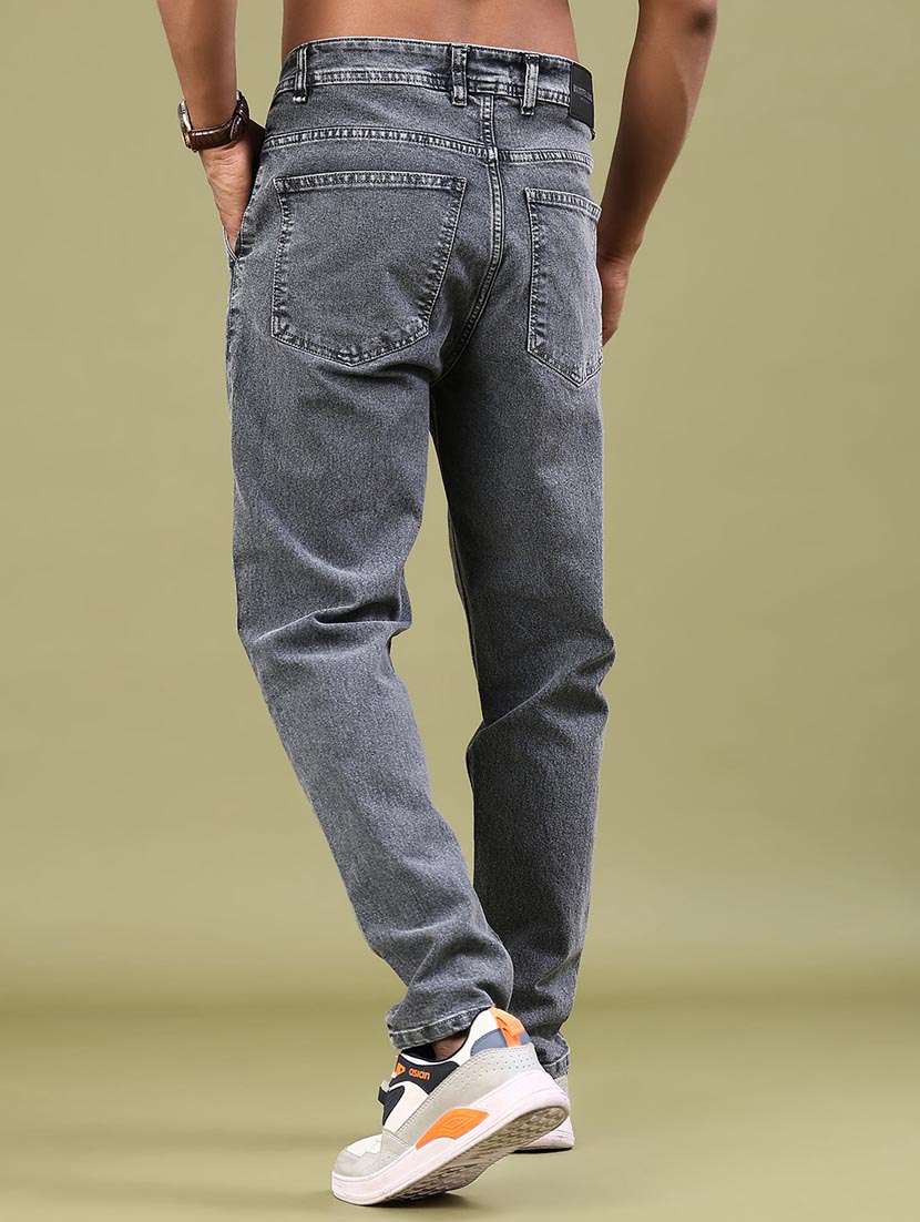 men plain mid rise full length tapered jeans - 22162048 -  Standard Image - 3