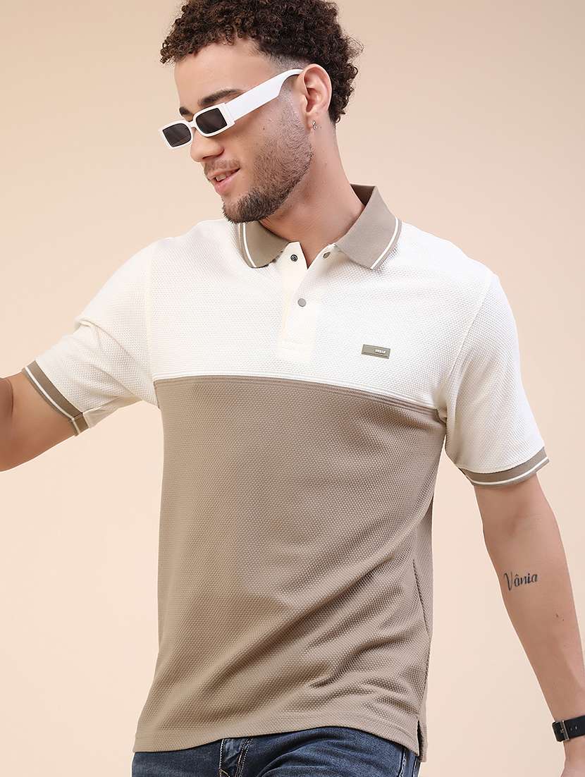 men colourblocked short sleeves polo t-shirt