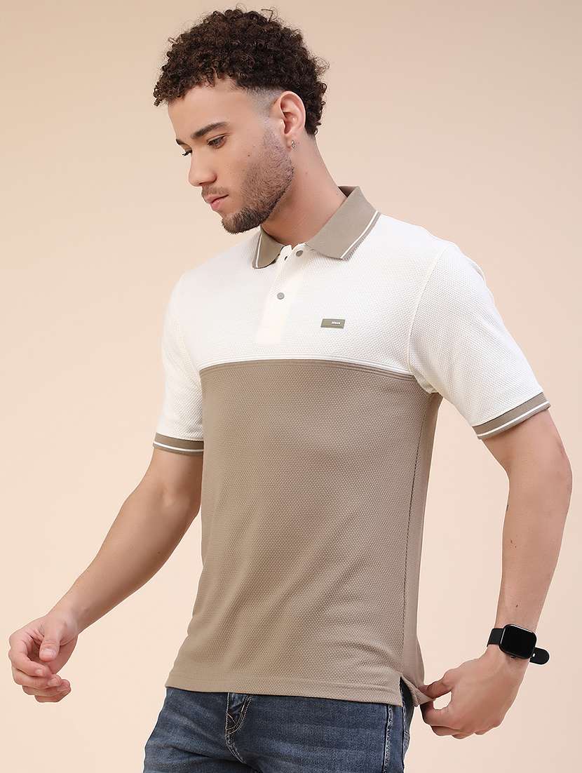men colourblocked short sleeves polo t-shirt - 22162077 -  Standard Image - 3