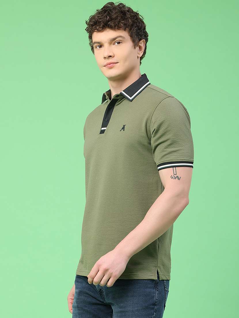 Men Textured Short Sleeve Slim Fit Polo T-shirt - 22162081 -  Standard Image - 3