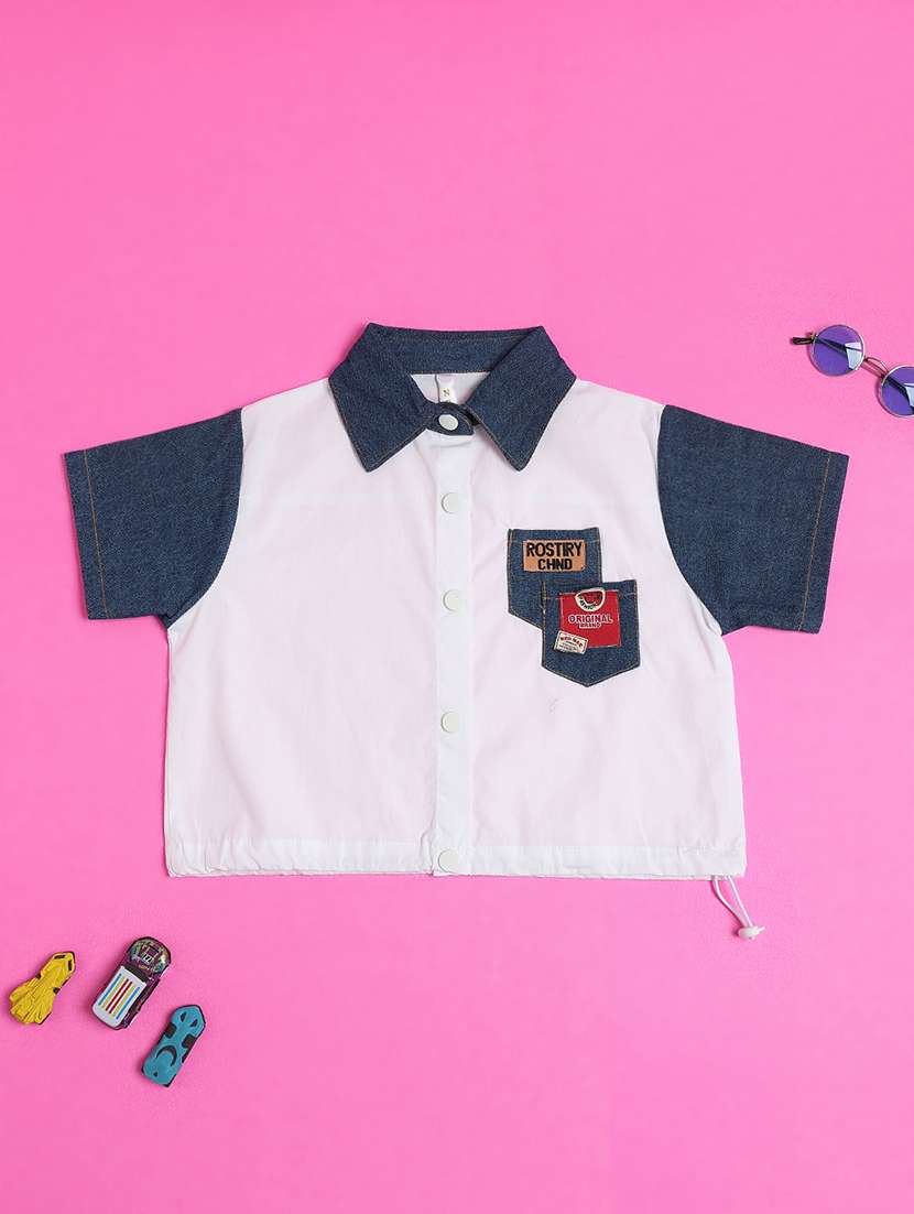 girls color blocked short sleeve shirts top