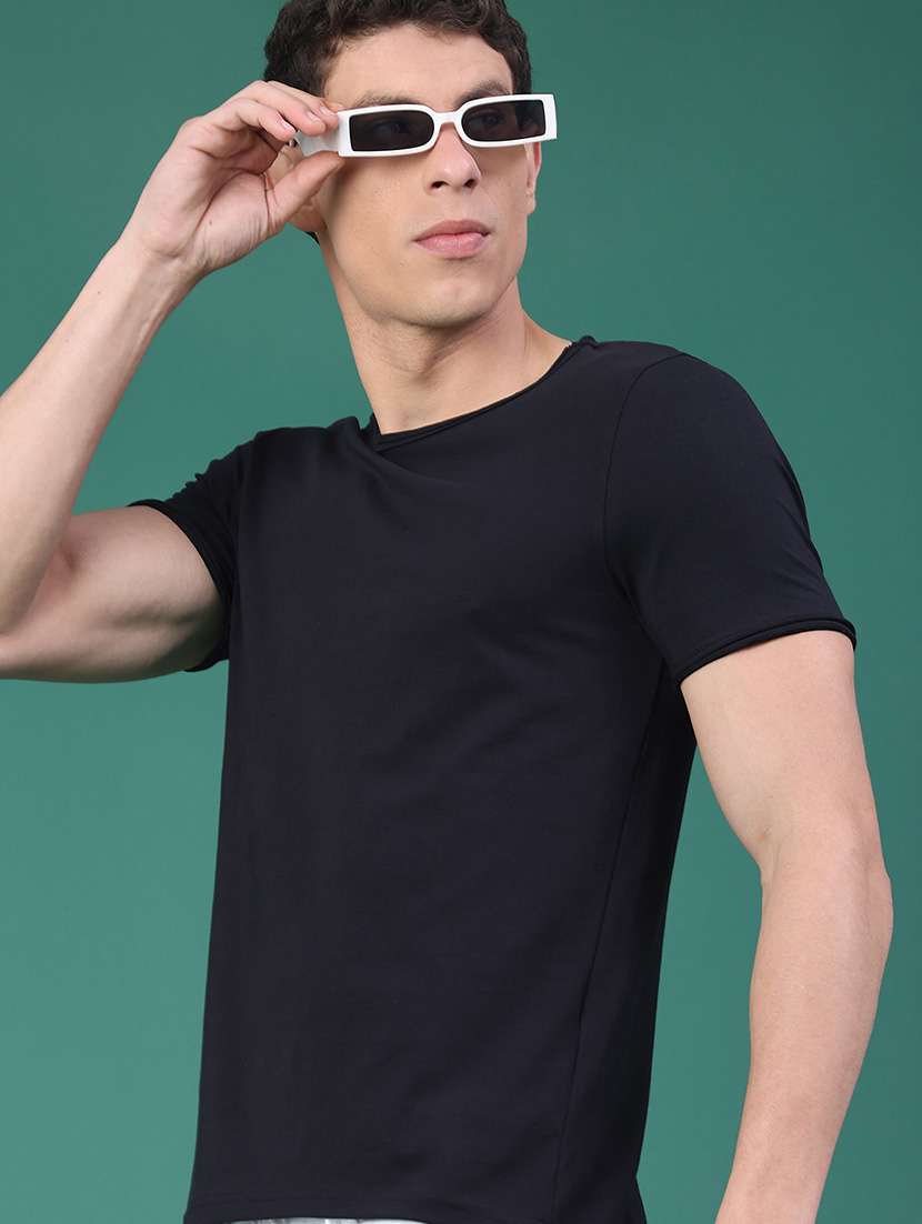 men solid short sleeve slim fit t-shirt