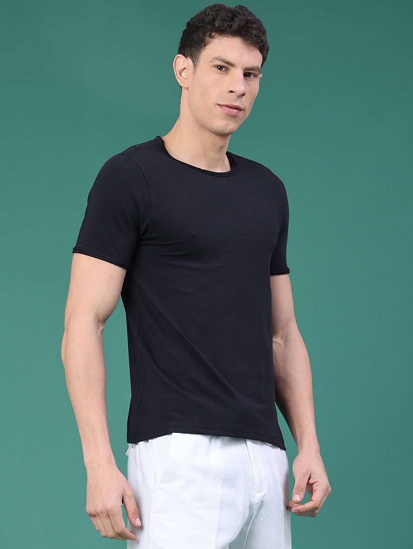 men solid short sleeve slim fit t-shirt - 22162103 -  Standard Image - 3