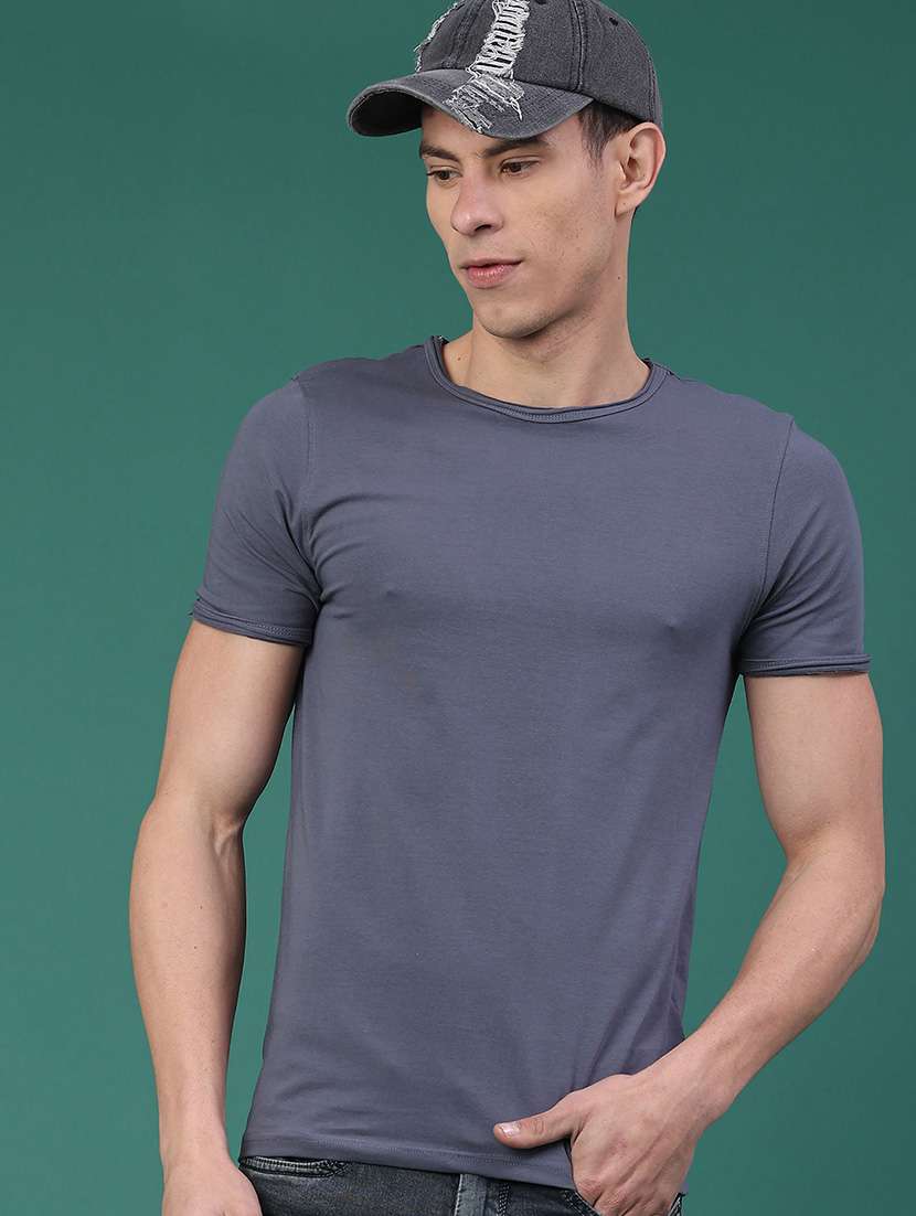 men solid short sleeve slim fit t-shirt
