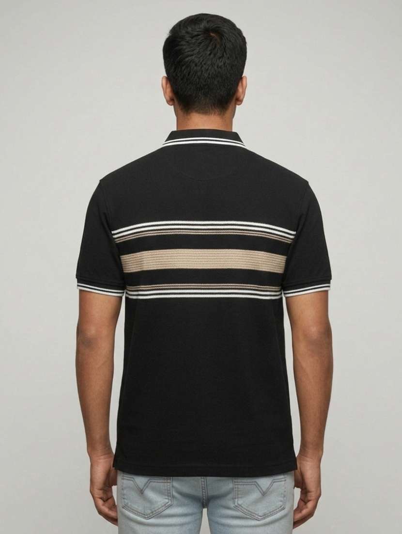 men striped short sleeve regular fit polo t-shirt - 22162113 -  Standard Image - 3