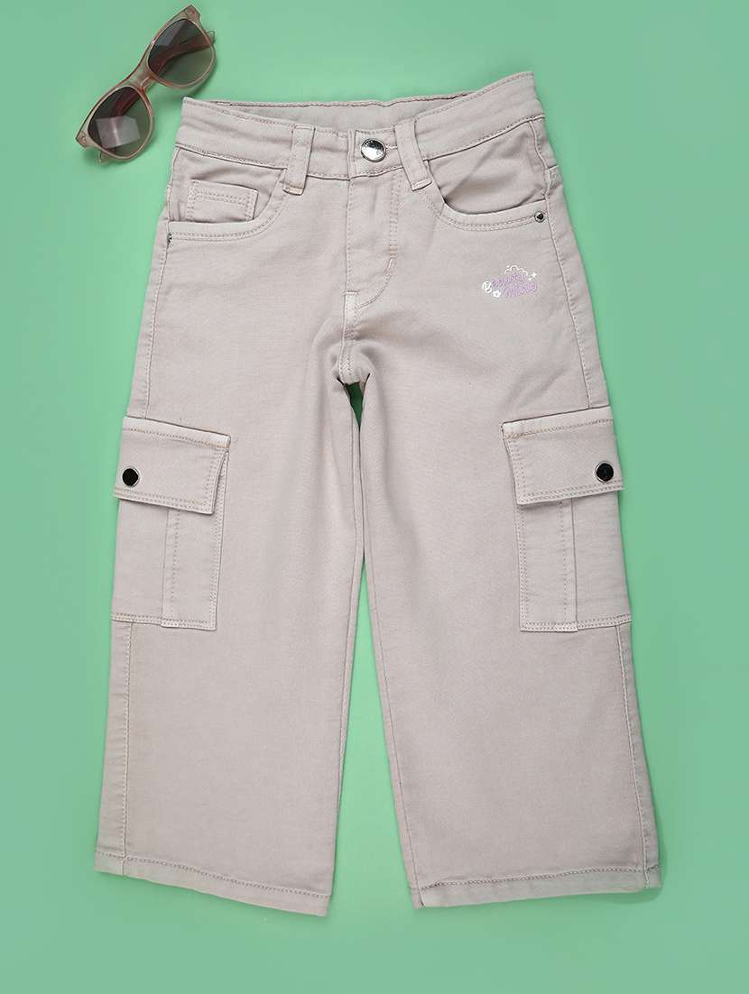 girls solid mid rise cargo