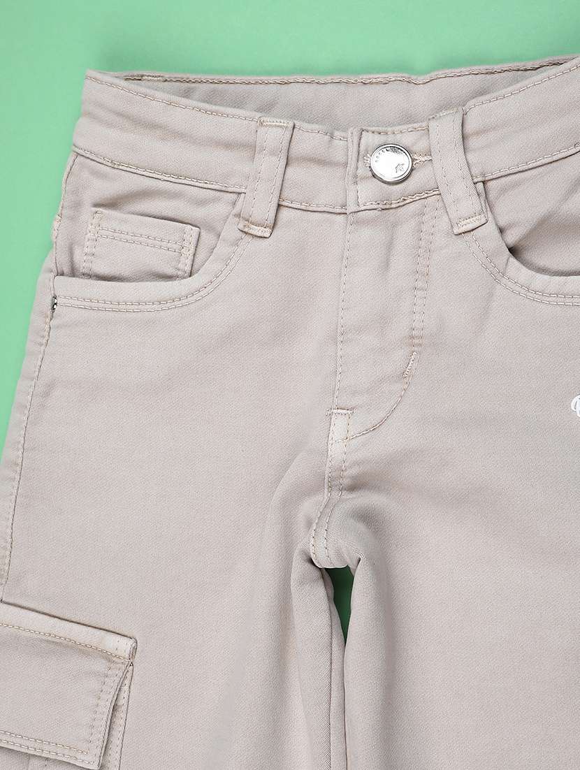 girls solid mid rise cargo - 22162146 -  Standard Image - 3