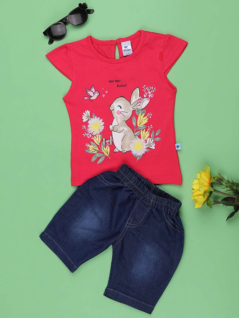 girls printed short sleeve co-ord set