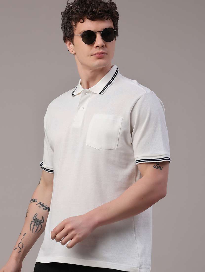 men solid short sleeve regular fit polo t-shirt