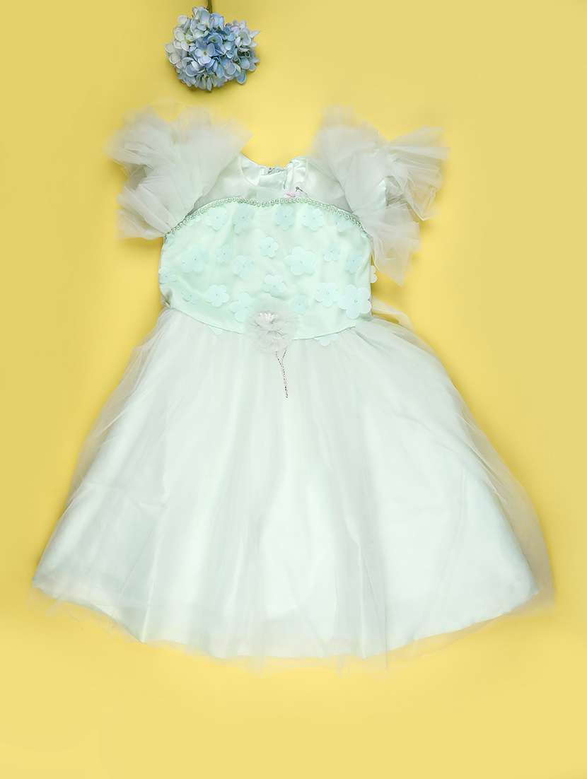 green cotton fit & flare dress