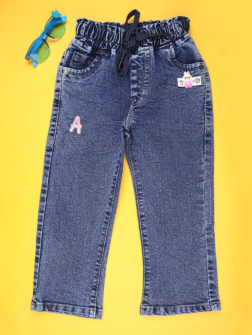 girls solid md rise straight jeans