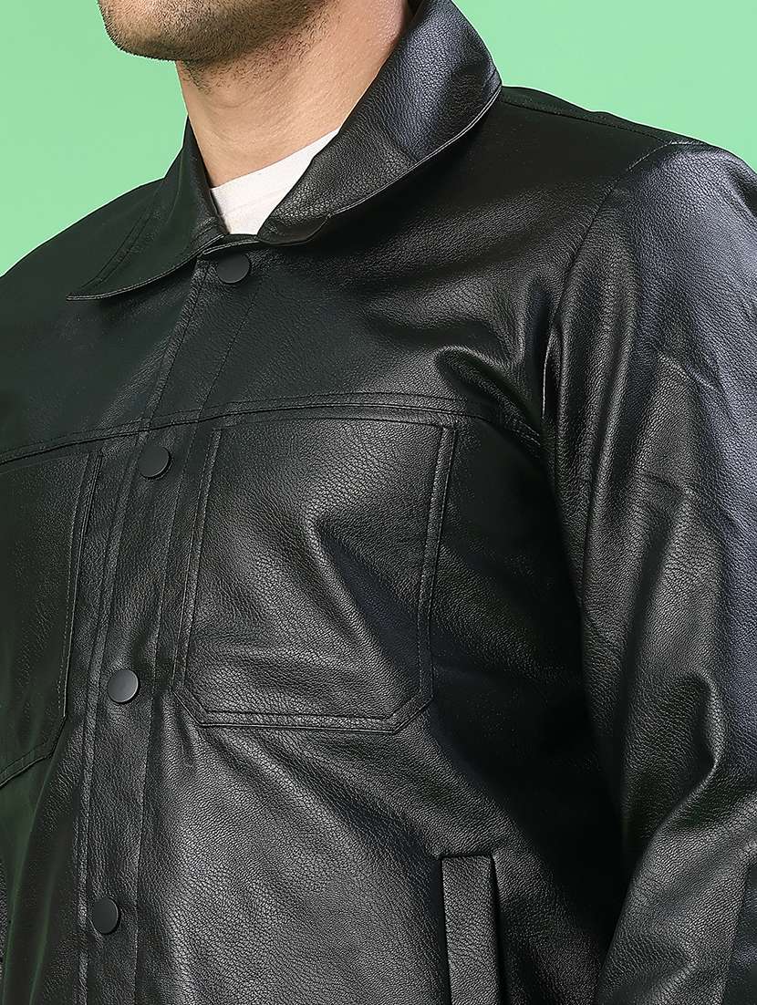 men solid long sleeve regualr fit casual jacket - 22162240 -  Standard Image - 5