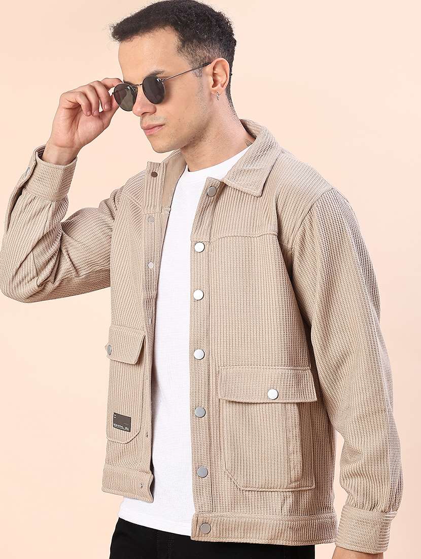 men solid long sleeve regualr fit shacket - 22162244 -  Zoom Image - 0