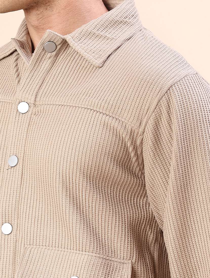 men solid long sleeve regualr fit shacket - 22162244 -  Standard Image - 5