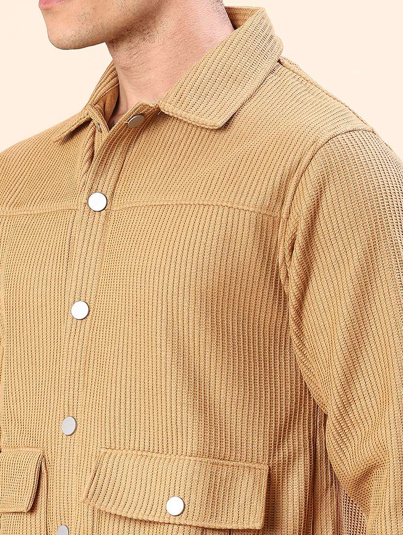 men solid long sleeve regualr fit shacket - 22162245 -  Standard Image - 5