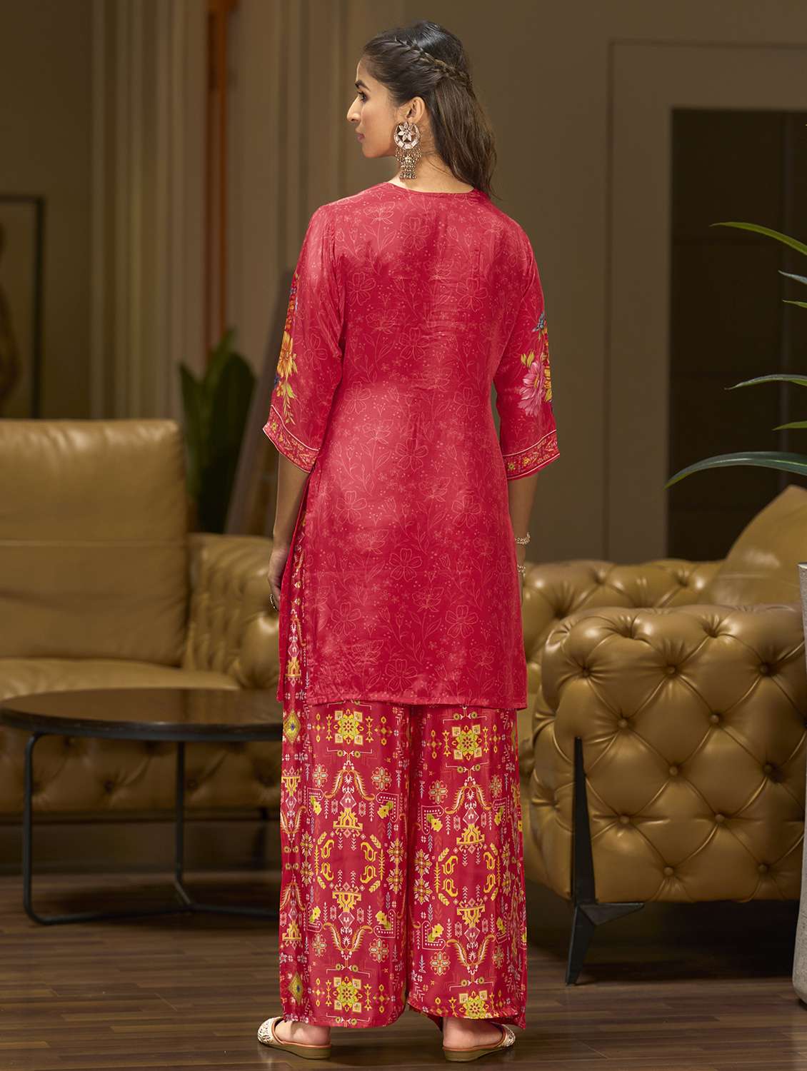 women printed three quarter sleeve co-ord set - 22162264 -  Standard Image - 3