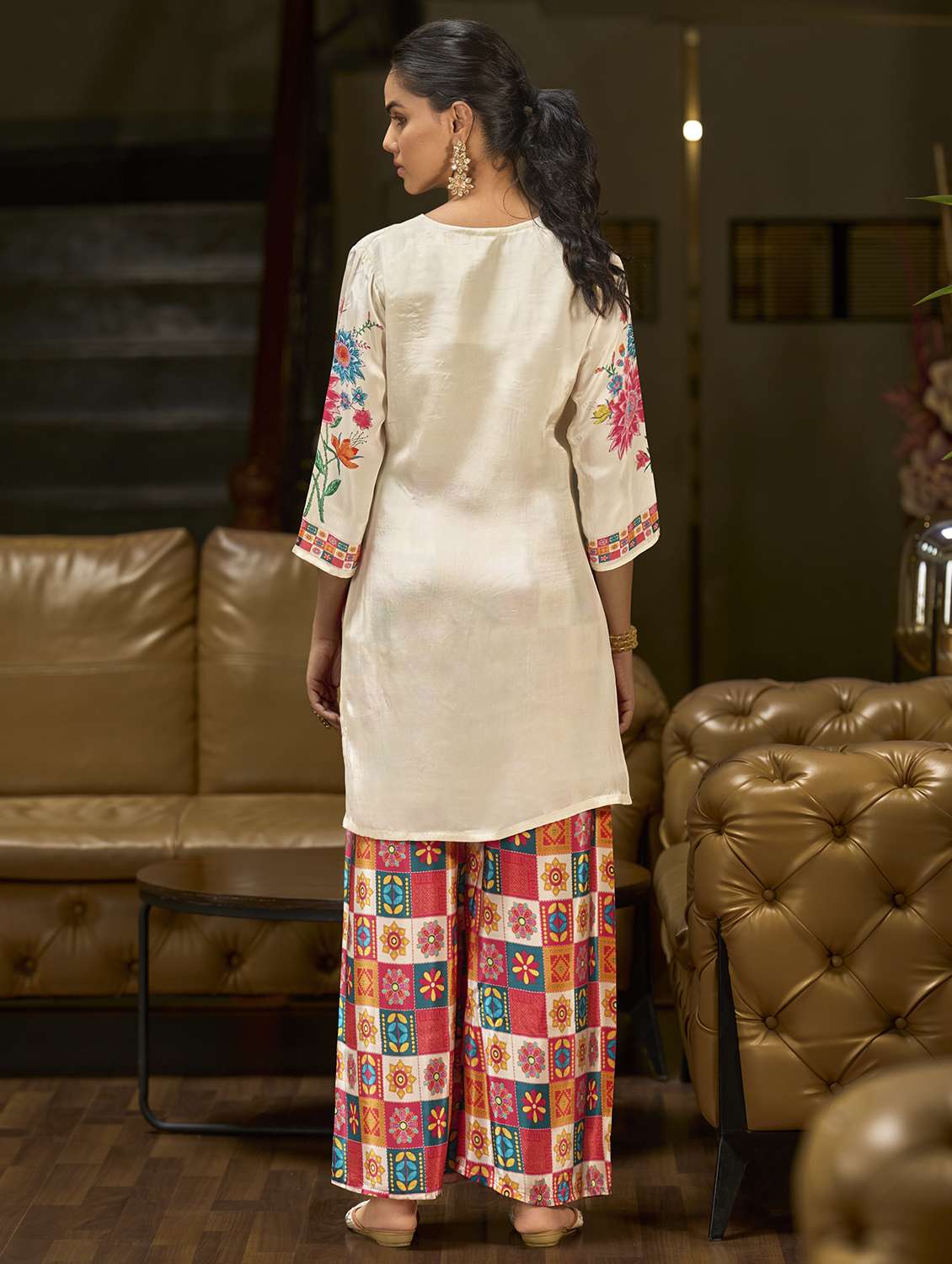 women printed three quarter sleeve co-ord set - 22162267 -  Standard Image - 3