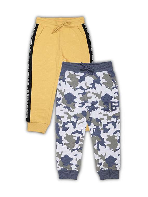 boys pack of 2 printed mid rise jogger