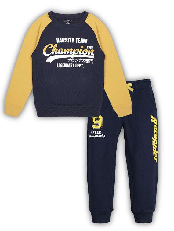 boys printed long sleeve hooded full length set