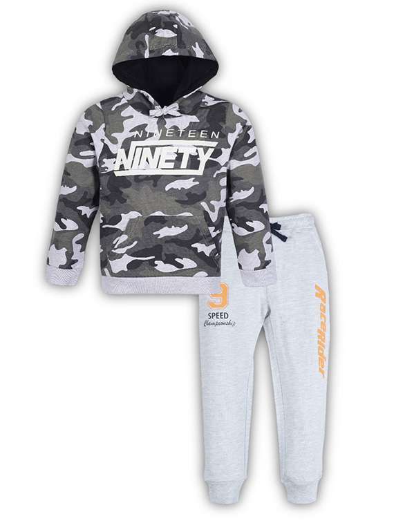 boys printed long sleeve hooded full length set