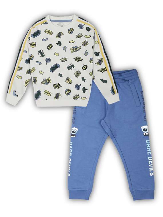 boys printed long sleeve full length set