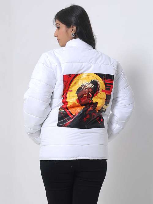 women long sleeve back print puffer jacket - 22162290 -  Standard Image - 0