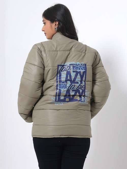 women long sleeve back print puffer jacket - 22162291 -  Standard Image - 0