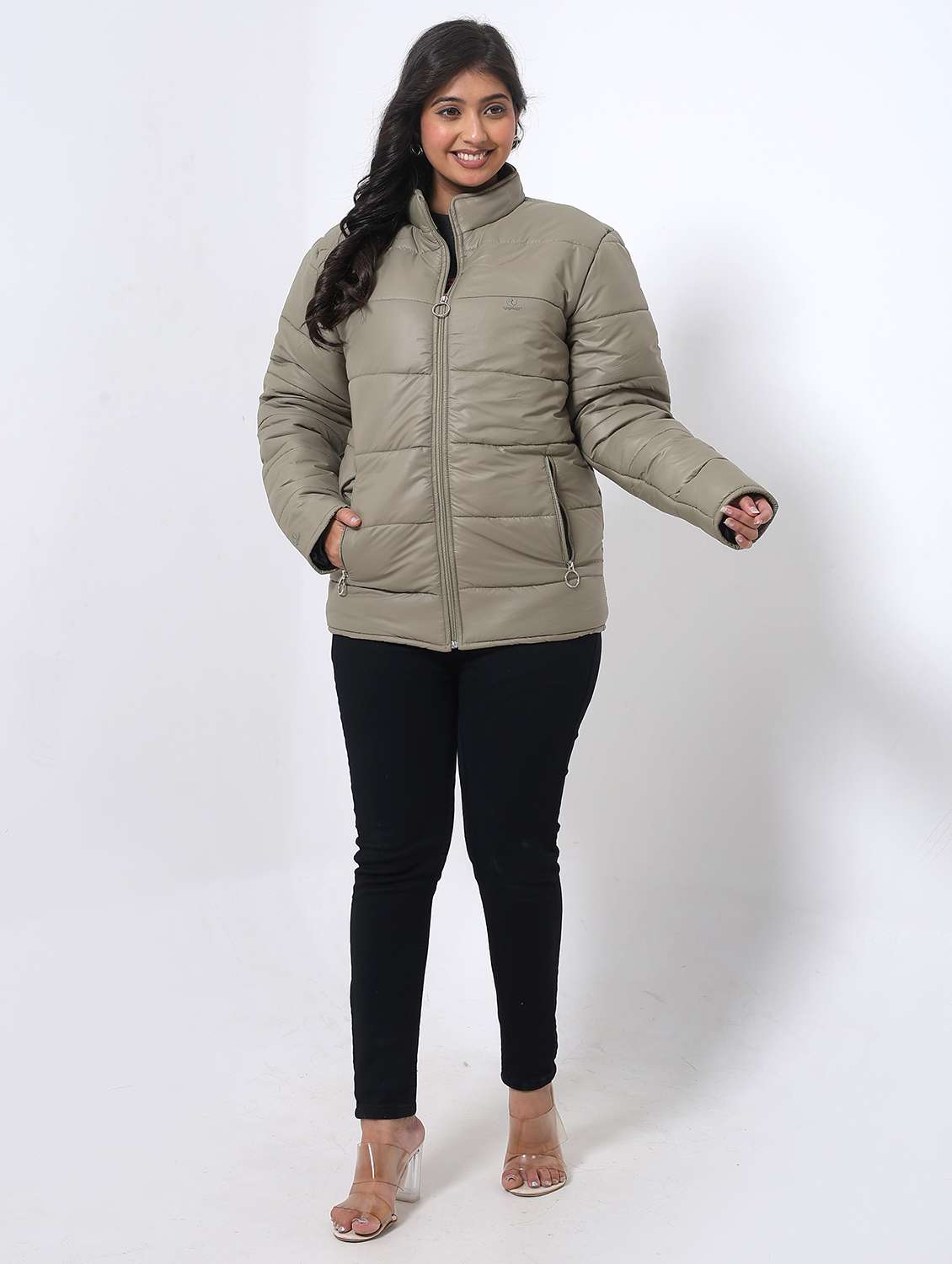 women long sleeve back print puffer jacket - 22162291 -  Standard Image - 3