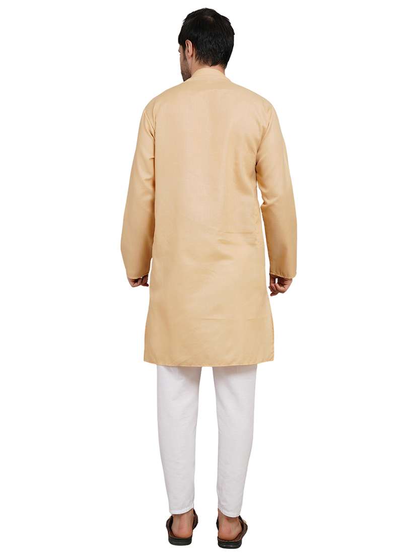 men solid mandarin neck kurta with trousers ethnic wear set - 22162295 -  Standard Image - 3