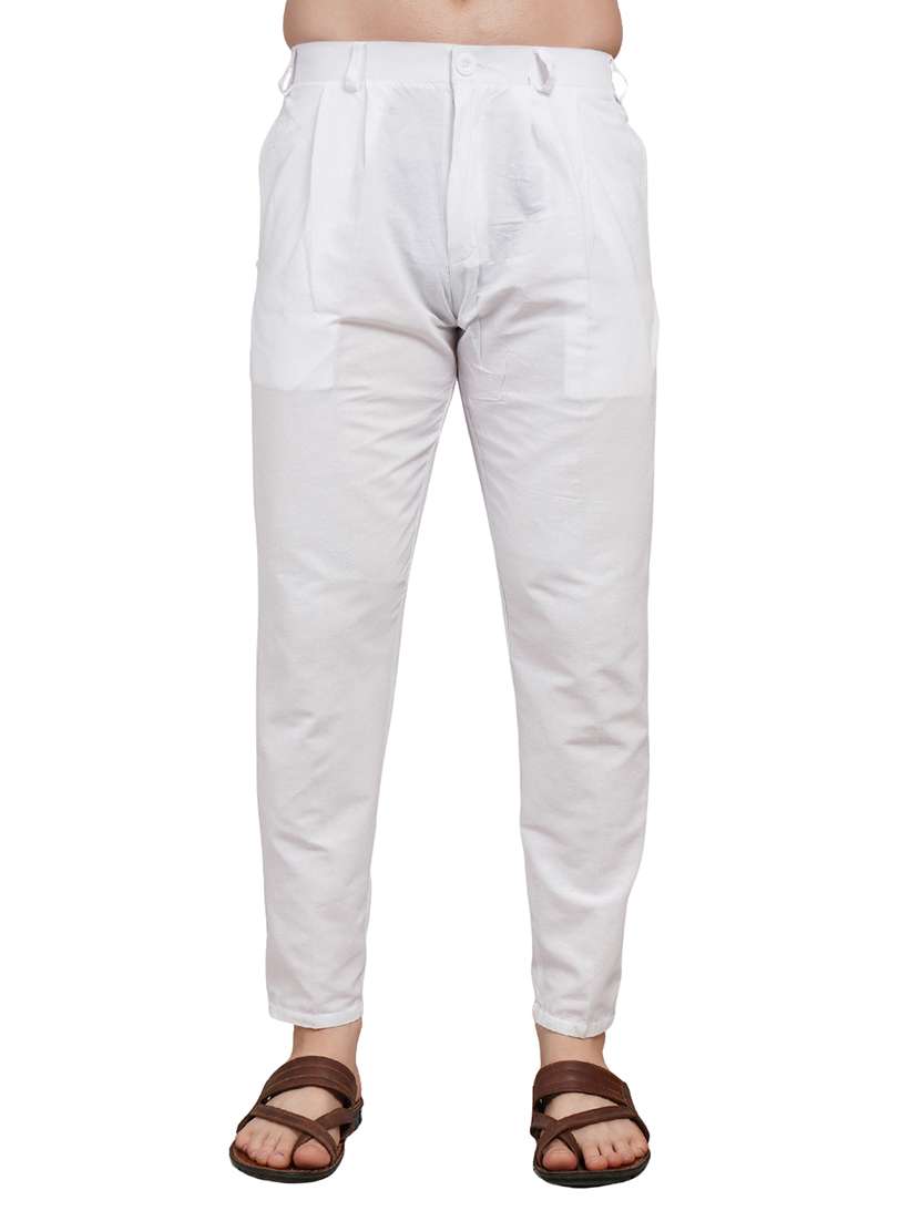 men solid mandarin neck kurta with trousers ethnic wear set - 22162295 -  Standard Image - 5