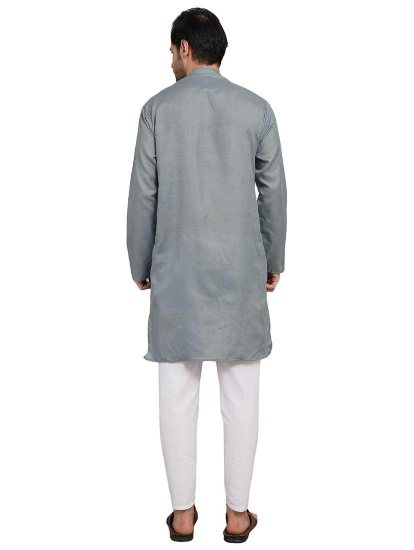 men solid mandarin neck kurta with trousers ethnic wear set - 22162296 -  Standard Image - 3