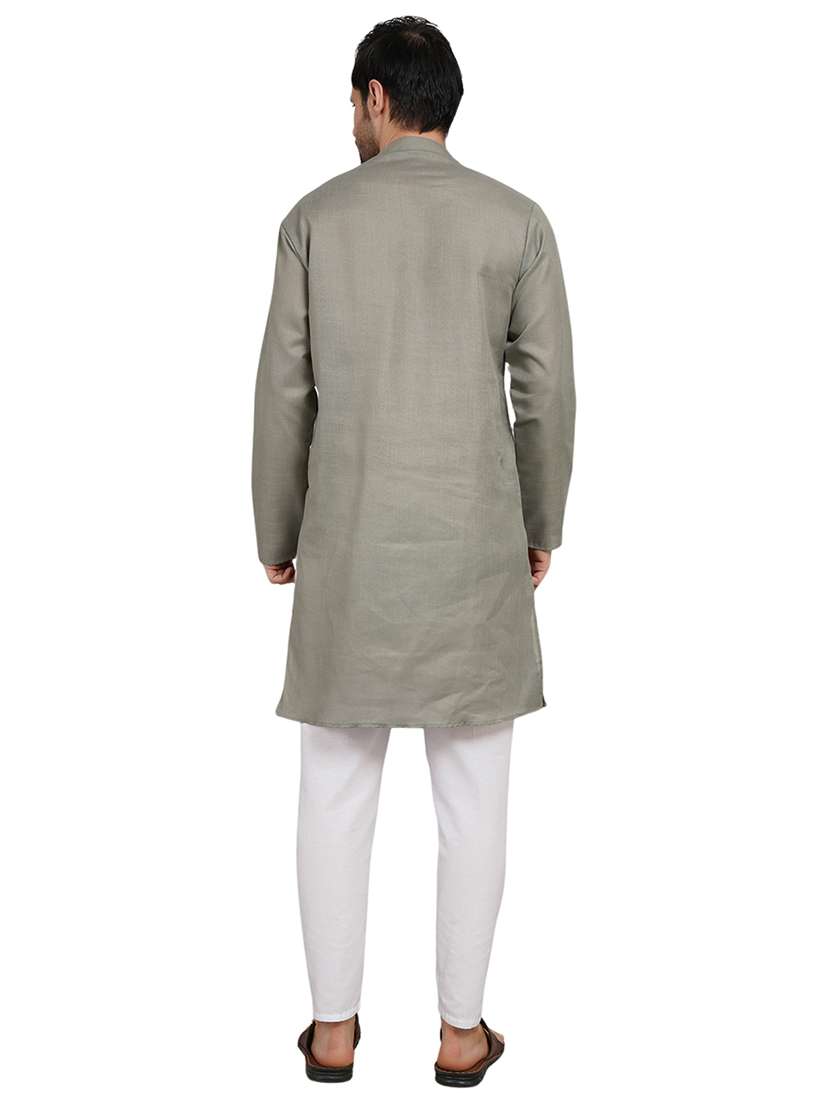 men solid mandarin neck kurta with trousers ethnic wear set - 22162298 -  Standard Image - 3