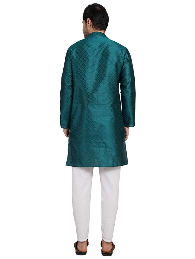 men self design mandarin neck kurta with trousers ethnic wear set - 22162299 -  Standard Image - 3