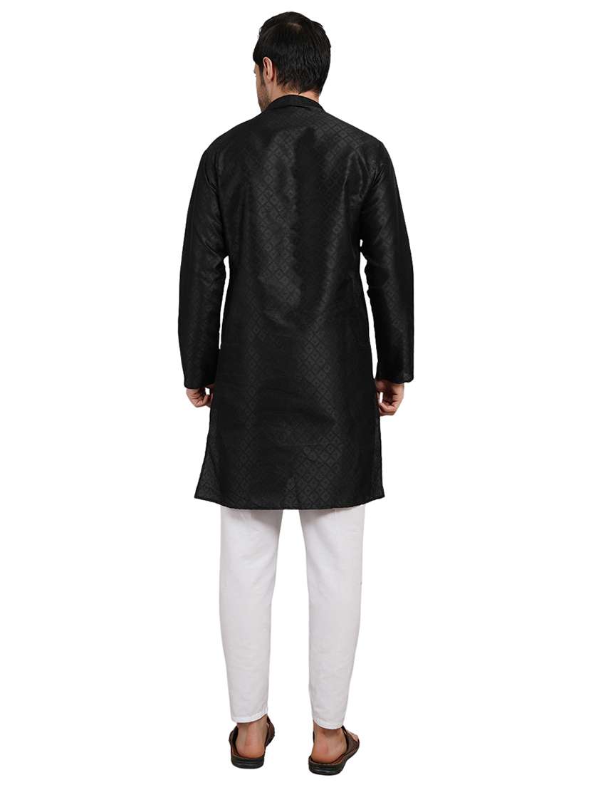 men self design mandarin neck kurta with trousers ethnic wear set - 22162300 -  Standard Image - 3