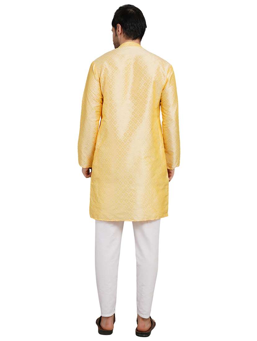 men self design mandarin neck kurta with trousers ethnic wear set - 22162301 -  Standard Image - 3