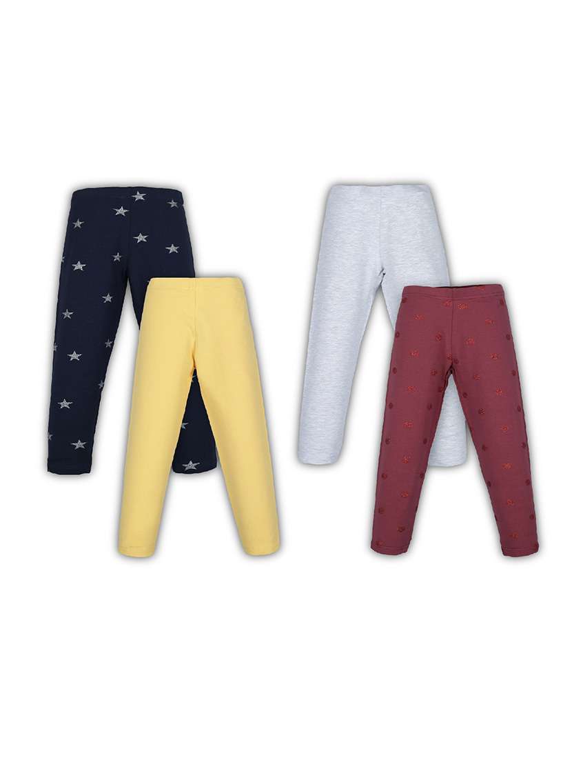 girls pack of 4 printed mid rise legging