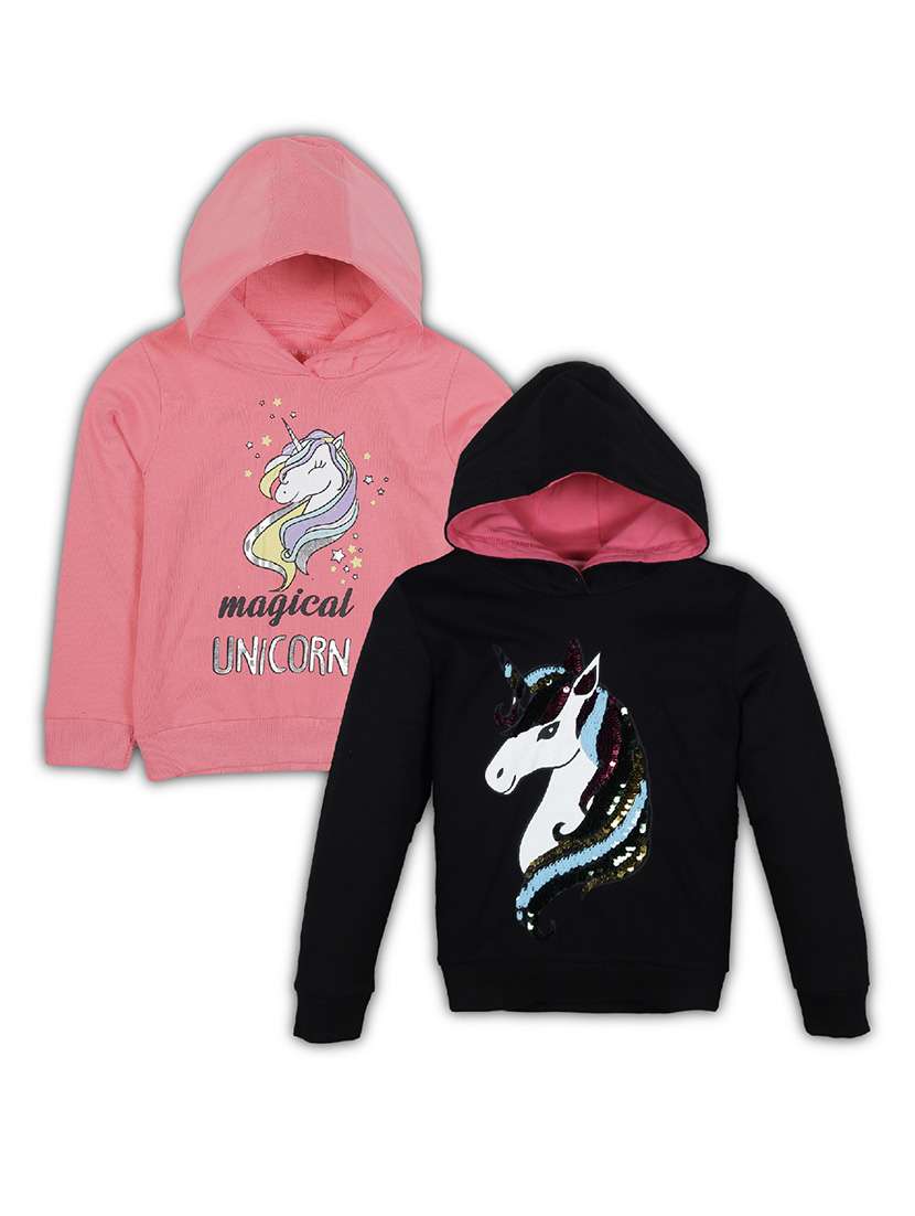 girls pack of 2 long sleeve sweatshirt