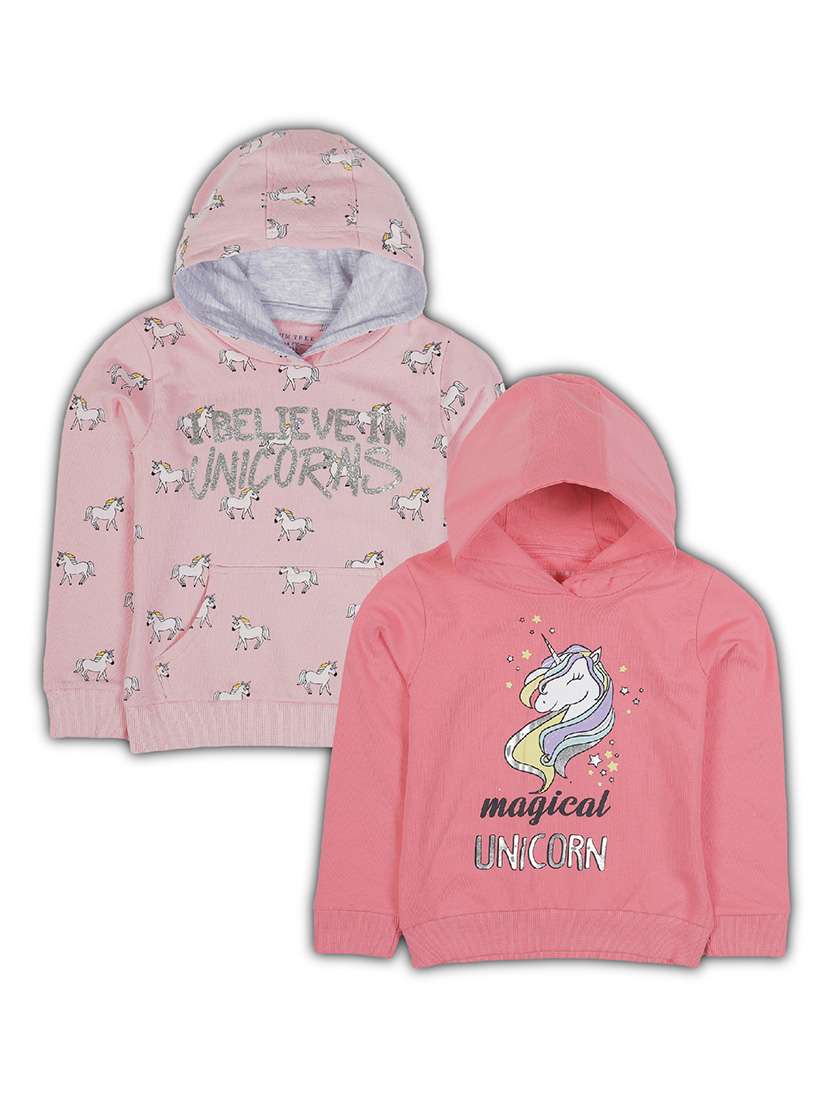 girls pack of 2 long sleeve sweatshirt