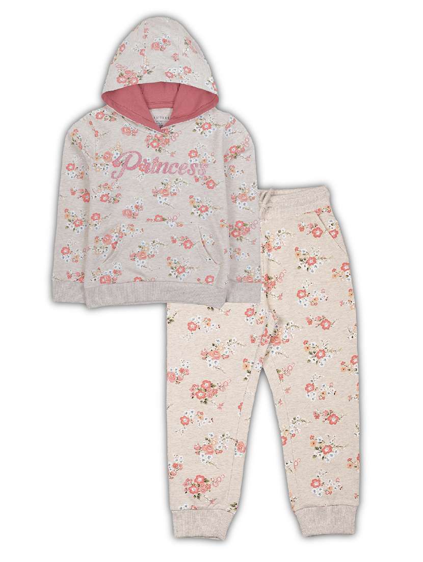 girls printed long sleeve hooded full length set - 22162354 -  Zoom Image - 0