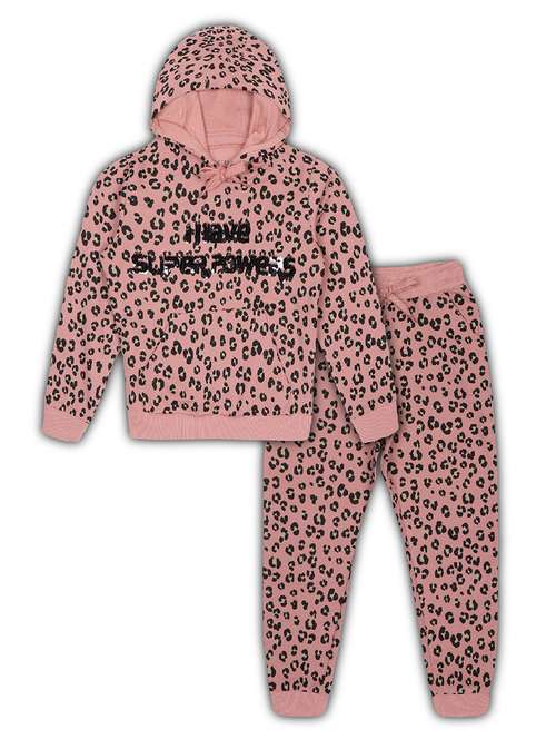girls printed long sleeve hooded full length set - 22162357 - Standard Image - 0