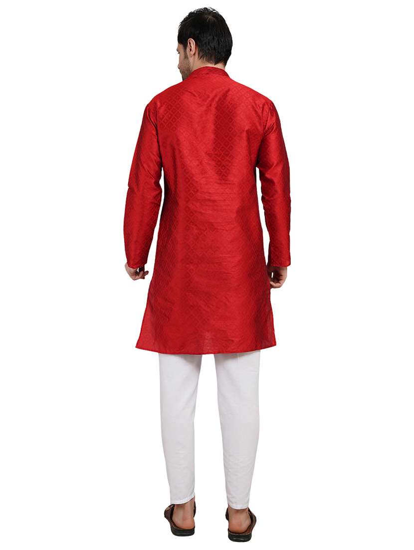 men self design mandarin neck kurta with trousers ethnic wear set - 22162360 -  Standard Image - 3
