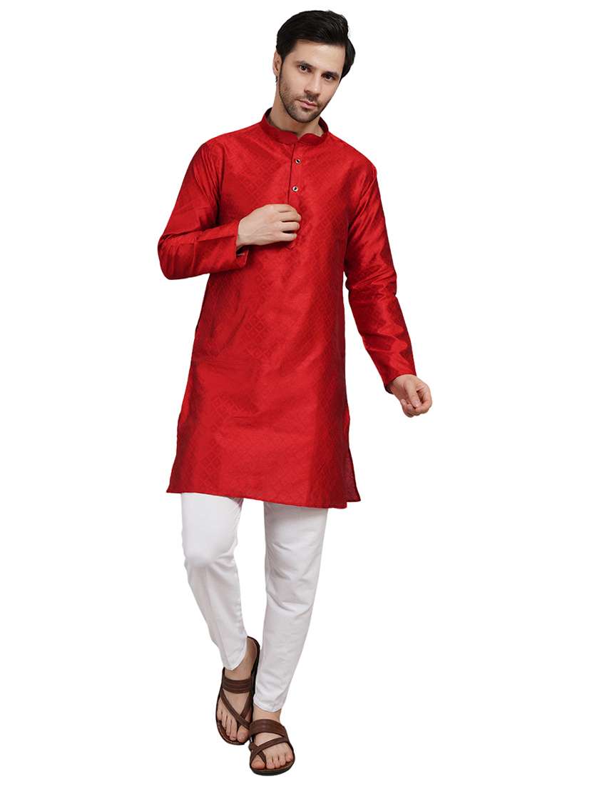 men self design mandarin neck kurta with trousers ethnic wear set - 22162360 -  Standard Image - 5