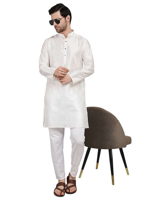 men self design mandarin neck kurta with trousers ethnic wear set - 22162361 -  Standard Image - 0