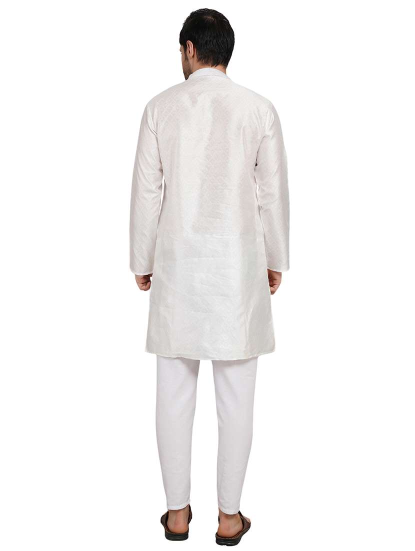 men self design mandarin neck kurta with trousers ethnic wear set - 22162361 -  Standard Image - 3