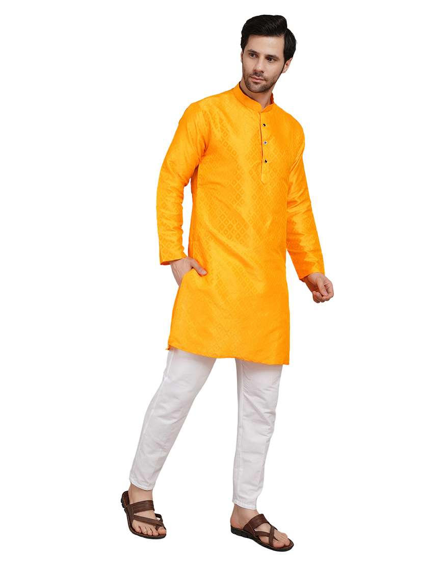 men self design mandarin neck kurta with trousers ethnic wear set - 22162363 -  Standard Image - 3