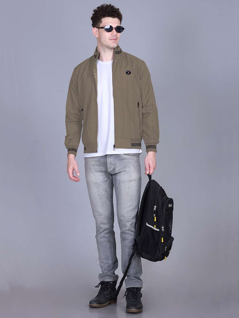 men striped long sleeve regular fit casual jacket - 22162364 -  Standard Image - 3