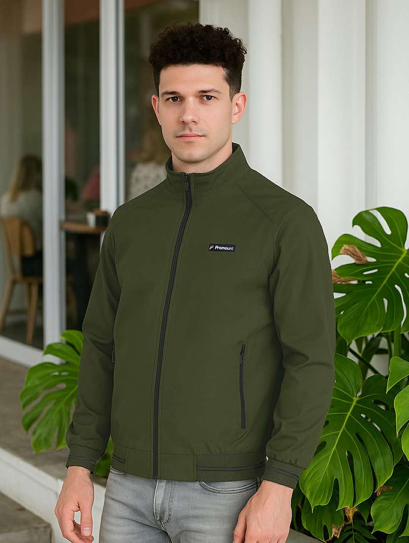 men solid long sleeve regualr fit reversible casual jacket